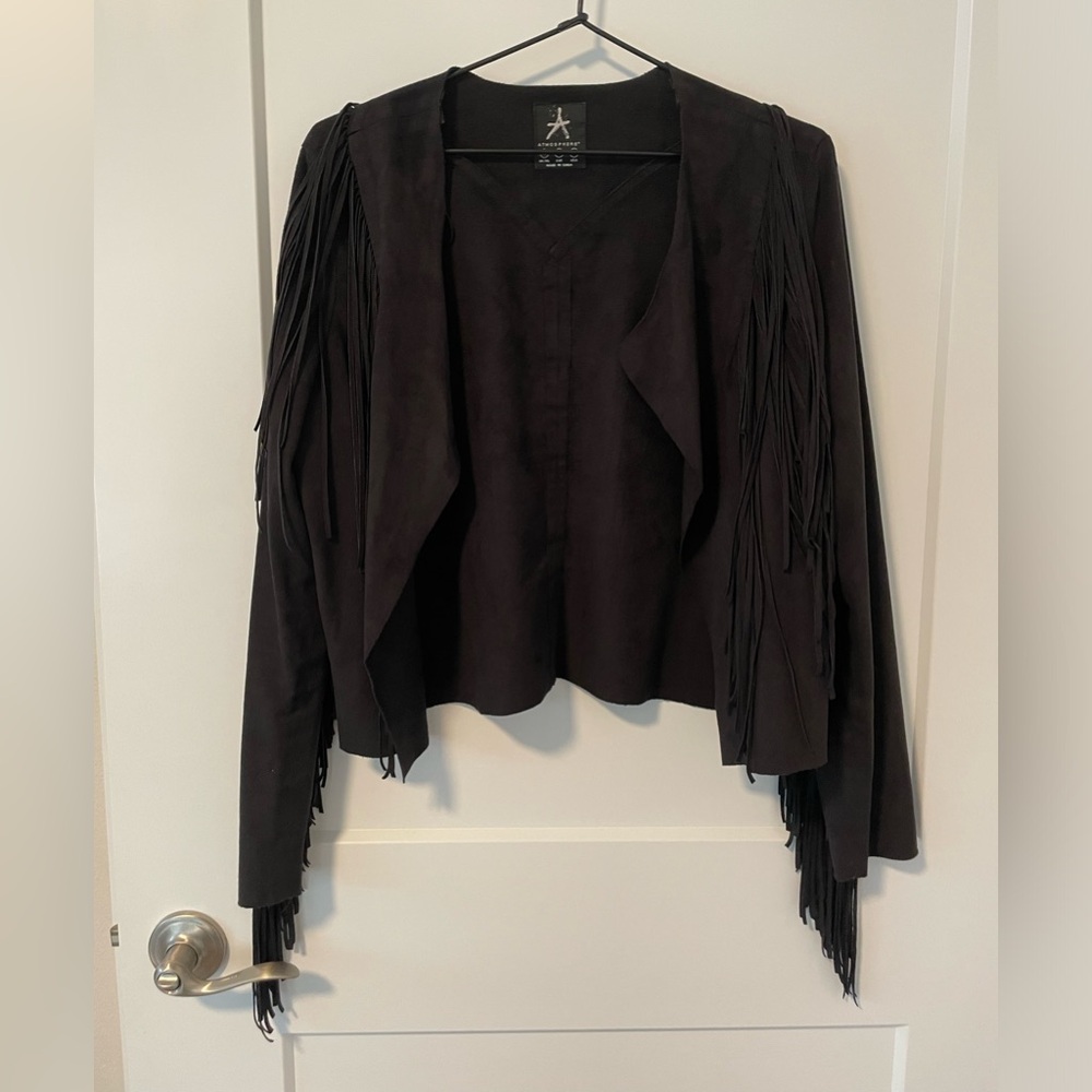 Faux Suede Tassel Jacket Black